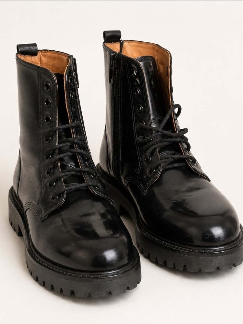 Ted Baker Mascy Black Leather Combat Boots Women’s 10 EU 41